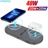 2 in 1 40W Wireless Charging Station for iPhone 16 15 14 13 12 11 XS Airpods 3 Pro 20W Fast Dual Charger Pad For Samsung S23 S24