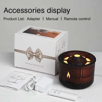 KINSCOTER Volcano Flame Aroma Diffuser Jellyfish Smoke Ring Air Humidifier 360ml Aromatherapy Essential Oil Diffuser Cool Gift